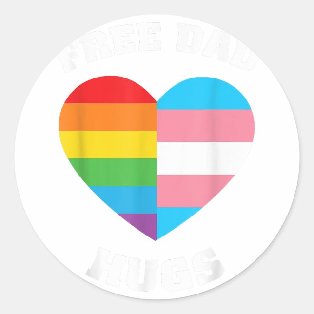 Gratis-Vater-Hugs - LGBT-Pride Runder Aufkleber (Vorderseite)