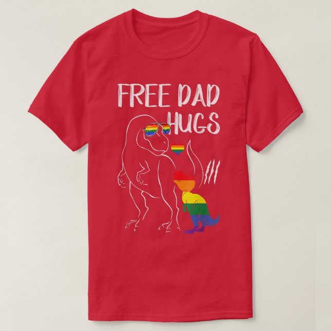 Gratis Vater Hugs LGBT Pride Vater Dinosaur ein Ge T-Shirt (Design vorne)