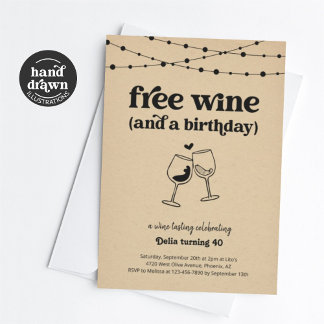 Gratis Weinprobe Funny Adult Geburtstagsparty Einladung