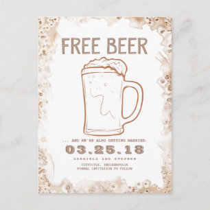 Gratisbier   Rustikal Funny Save the Date Ankündigungspostkarte