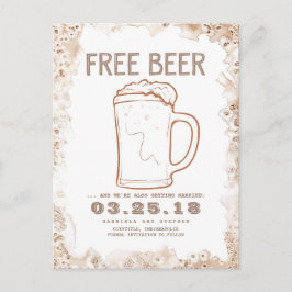 Gratisbier | Rustikal Funny Save the Date Ankündigungspostkarte