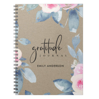 GRATITUDE JOURNAL KRAFT PINK BLUSH BLUE BLUE FLORA NOTIZBLOCK