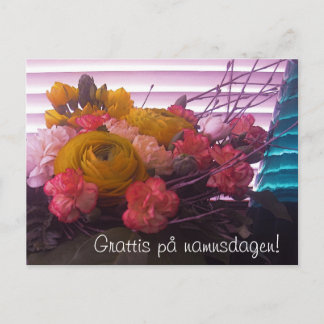 Grattis på namnsdagen, blommor kort postkarte