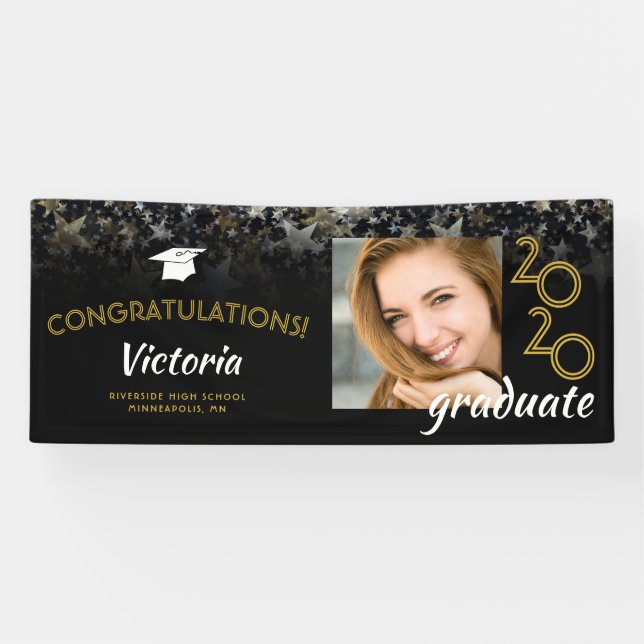 Gratulation 2020 Graduate Gold Stars Foto Banner (Horizontal)