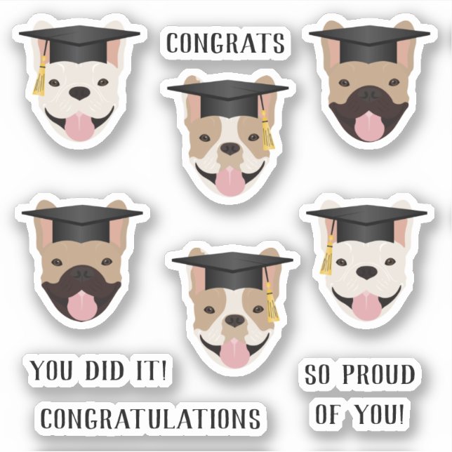 Gratulation an French Bulldogs Aufkleber (Vorderseite)