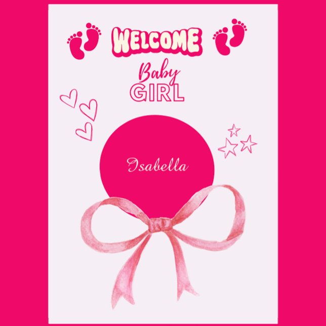 Gratulation Baby Girl Begrüßungstypografie Karte (customizable congratulation baby girl welcome typography card by Hobinishop)