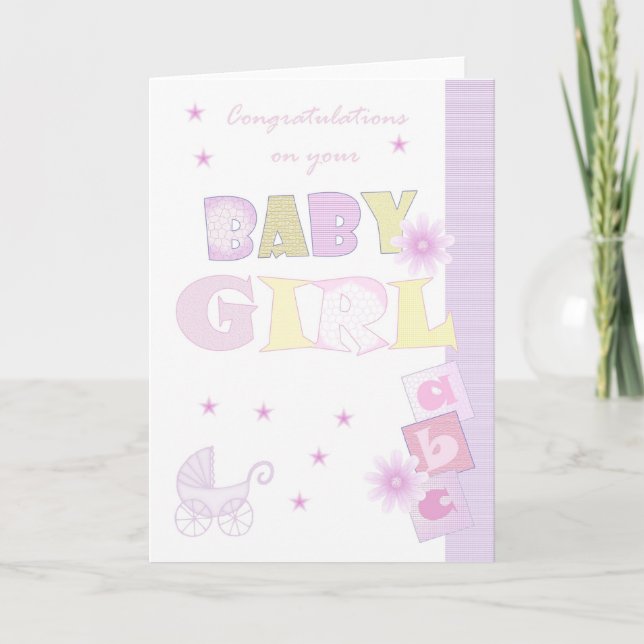 Gratulation Baby Girl Card, New Baby Karte (Vorderseite)