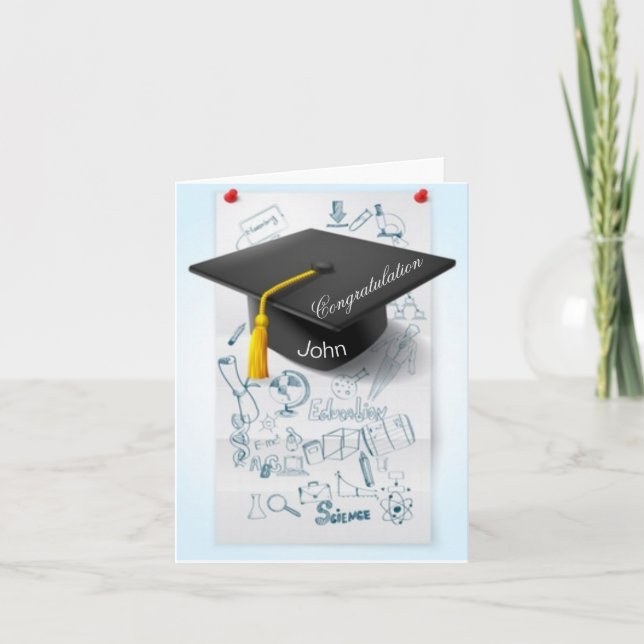 Gratulation beendete Schule mit persönlichem Namen Karte (Vorderseite)