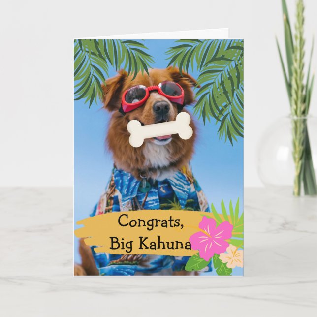 Gratulation Big Kahuna New Job Dog in Shades Karte (Vorderseite)