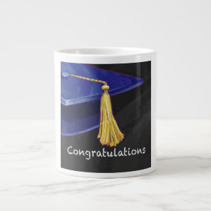 Gratulation Blau und Schwarz Jumbo-Tasse