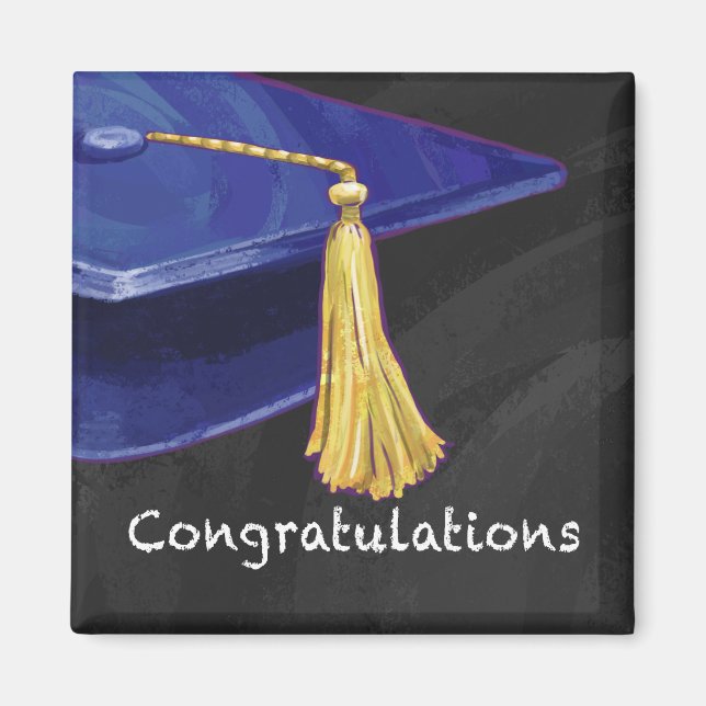 Gratulation Blau und Schwarz Magnet (Vorne)