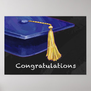 Gratulation Blau und Schwarz Poster