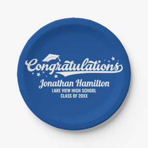 Gratulation Blue Graduation Party Pappteller