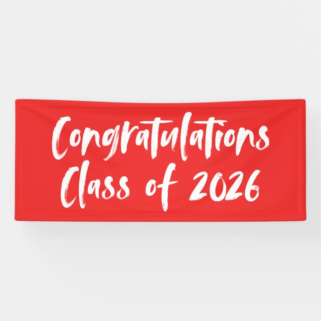 Gratulation Class of 2025 Red Abschluss Banner (Horizontal)