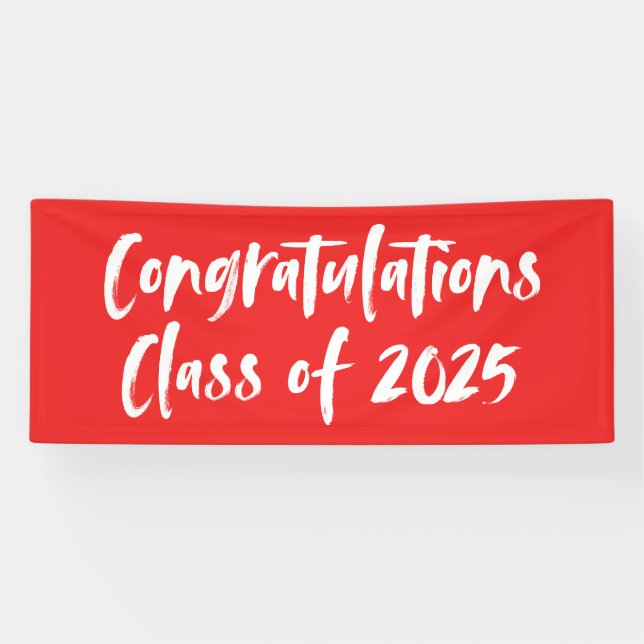 Gratulation Class of 2025 Red Abschluss Banner (Horizontal)