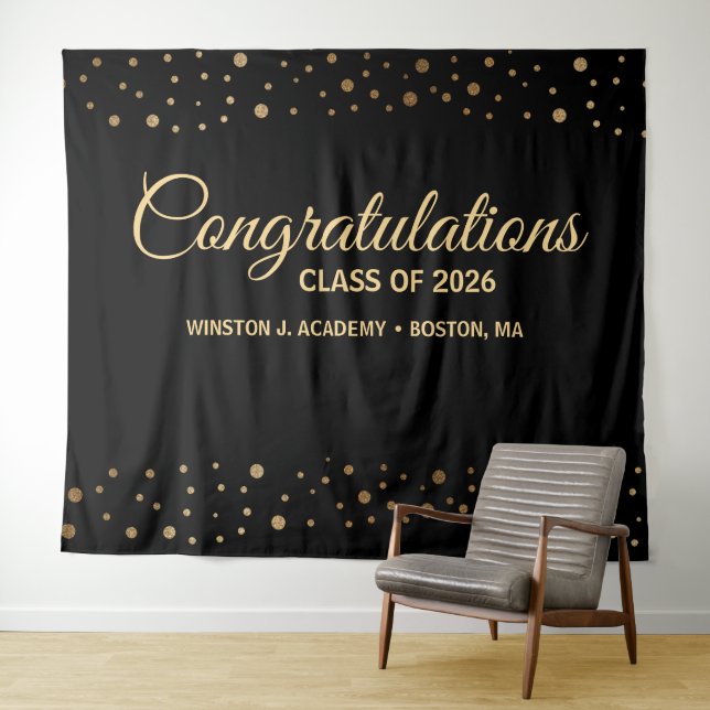 Gratulation Class of 2026 Backdrop Abschluss Wandteppich (Beispiel (Horizontal))