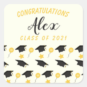 Gratulation Class of Graduate Customize Name Quadratischer Aufkleber