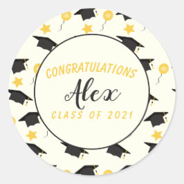 Gratulation Class of Graduate Customize Name Runder Aufkleber