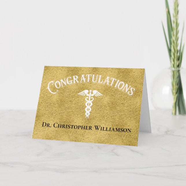 Gratulation Gold Medical Doctor Graduate Card Karte (Vorderseite)
