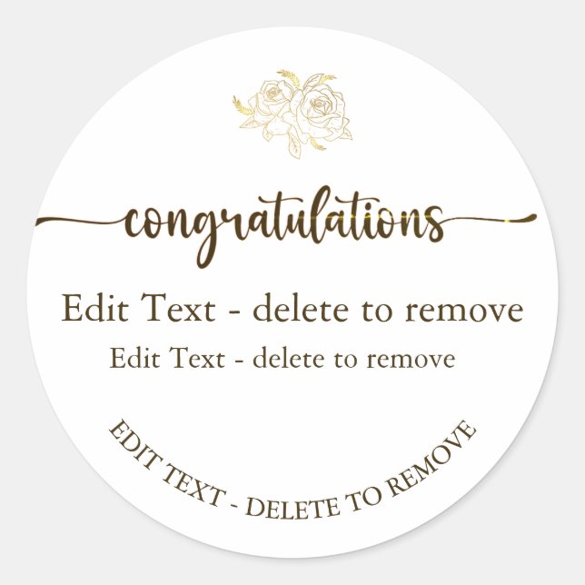 Gratulation Gold Sticker (Vorderseite)