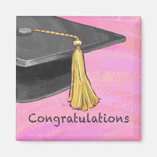 Gratulation Graduate Black and Pink Magnet (Vorne)