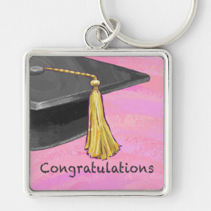 Gratulation Graduate Black and Pink Schlüsselanhänger
