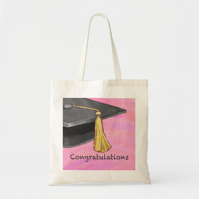 Gratulation Graduate Black and Pink Tragetasche (Vorne)
