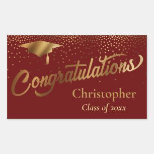 Gratulation Graduate Class of Gold Burgundy Rechteckiger Aufkleber