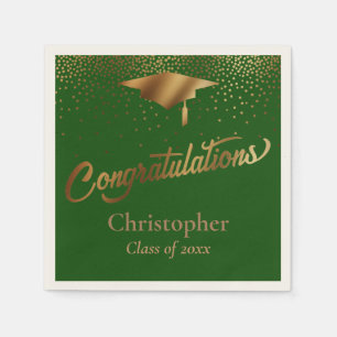 Gratulation Graduate, Class of Gold Dunkelgrün Serviette