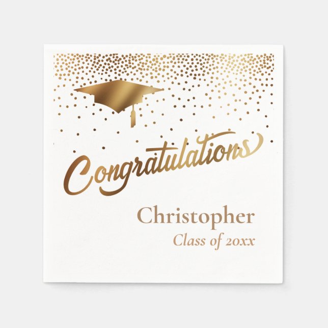 Gratulation Graduate, Class of Gold on White Serviette (Vorderseite)