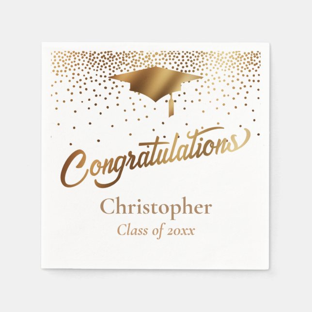 Gratulation Graduate, Class of Gold on White Serviette (Vorderseite)