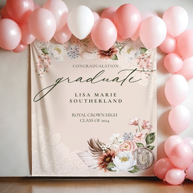 Gratulation Graduate Cowgirl Country Western Wandteppich (Congratulation Graduate Cowgirl Country Western Tapestry)