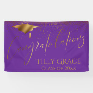 Gratulation Graduate Gold Confetti Lila Banner
