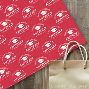 Gratulation Graduate Graduation Cap rot weiß Seidenpapier