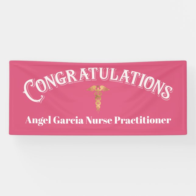 Gratulation Graduate Pink Nurse Practitioner Banner (Horizontal)