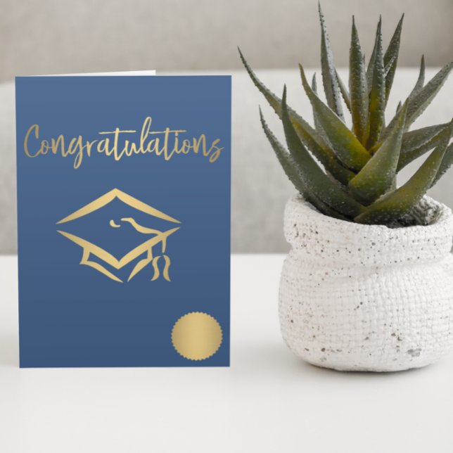 Gratulation Graduation Cap Gold Siegel Metallic Karte (Von Creator hochgeladen)