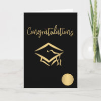 Gratulation Graduation Cap Gold Siegel Metallic