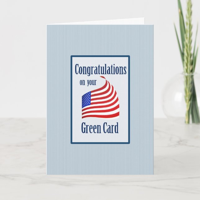 Gratulation Green Card US Flag Karte (Vorderseite)