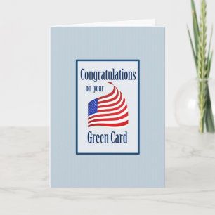 Gratulation Green Card US Flag Karte