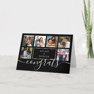 Gratulation Hochzeitsfoto-Collage Schwarz und Weiß Karte