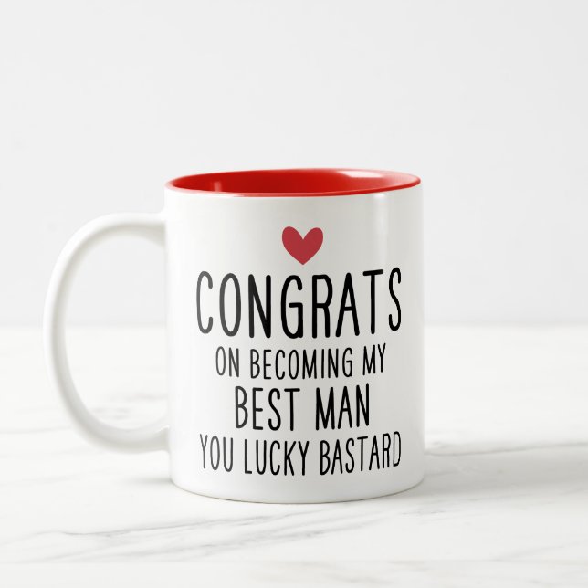 Gratulation, mein bester Mann zu sein, den du glüc Zweifarbige Tasse (Links)