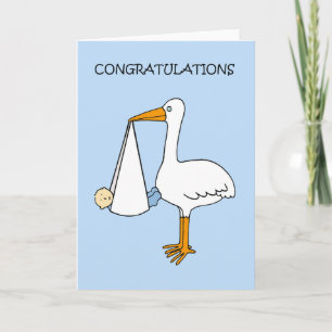 Gratulation New Baby Boy with Stork Karte