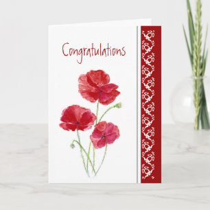 Gratulation New Job Red Poppies Garden Blume Karte