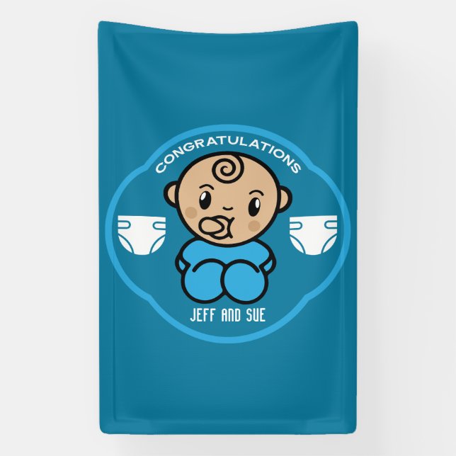 Gratulation New Parents Baby Boy Banner (Vertikal)