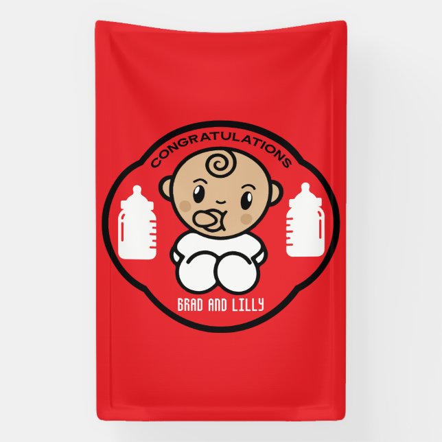 Gratulation New Parents Baby Boy Banner (Vertikal)