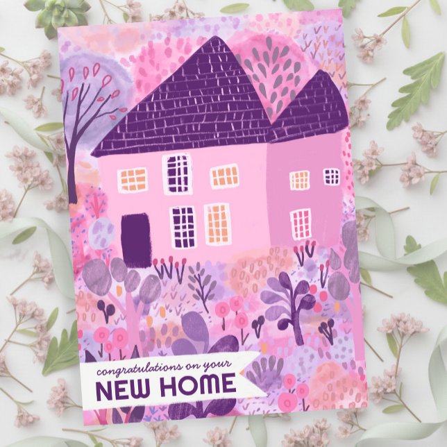 Gratulation New Zuhause Garden Watercolor Niedlich Karte (Congratulations New Home Garden Watercolor Cute Flat Card
)