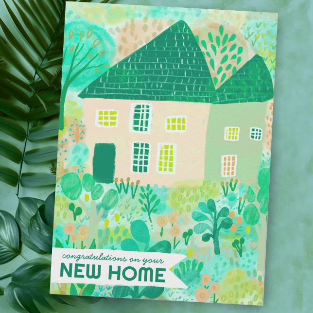 Gratulation New Zuhause Garden Watercolor Niedlich Karte (Congratulations New Home Moving Garden Watercolor Cute Card
)