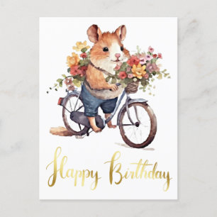Gratulation Niedlich Hamster Blume Personalisiert Postkarte