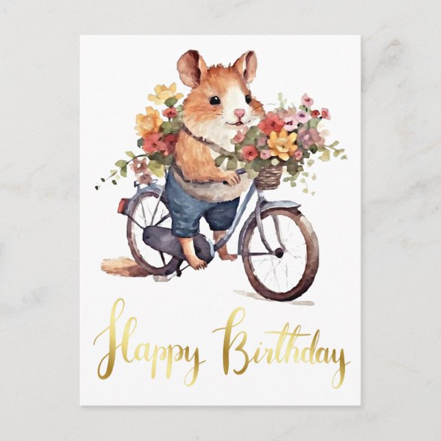 Gratulation Niedlich Hamster Blume Personalisiert Postkarte (Vorderseite)