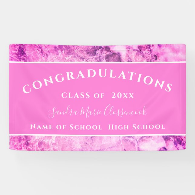 Gratulation Pink Amethyst Crystal Abschluss Banner (Horizontal)